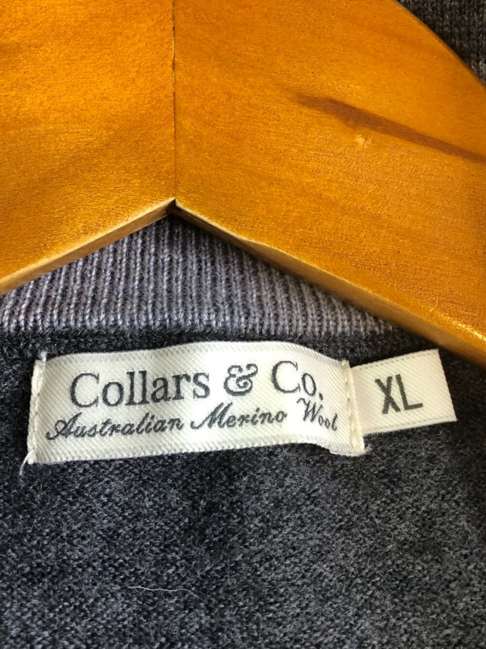 Collars & Co Pullover Sweater Mens XL Gray Australian Merino Wool 1/4 Zip - Picture 2 of 10